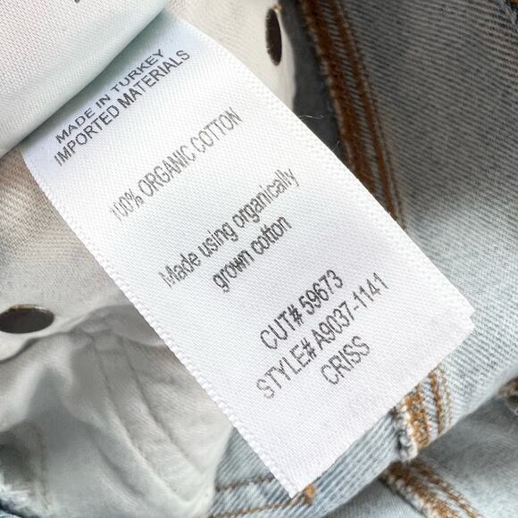 Agolde Criss Cross Blue Wash High Rise Distressed Straight Leg Jeans 26 spring - Picture 9 of 11